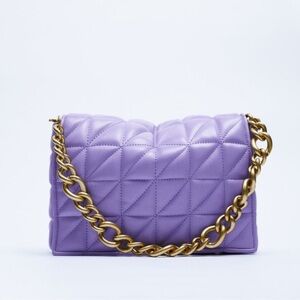 ZARA QUILTED CHAIN STRAP SHOULDER BAG 💜